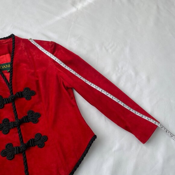 Danier Canada Women Vintage 80s Red Genuine Suede Leather Jacket, Size XS - Picture 12 of 12